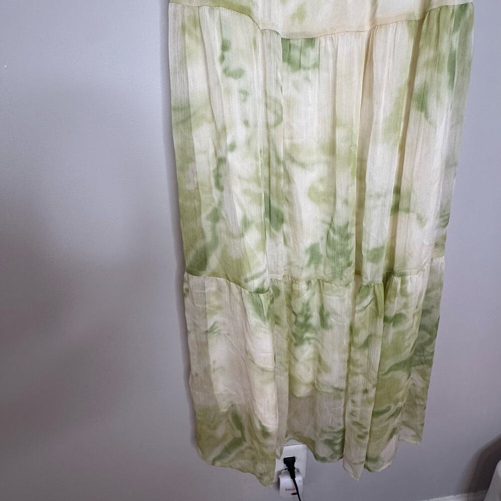 Line & Dot Sleeveless Palm Chiffon Maxi Dress Lime Green Women’s Small - Picture 8 of 9